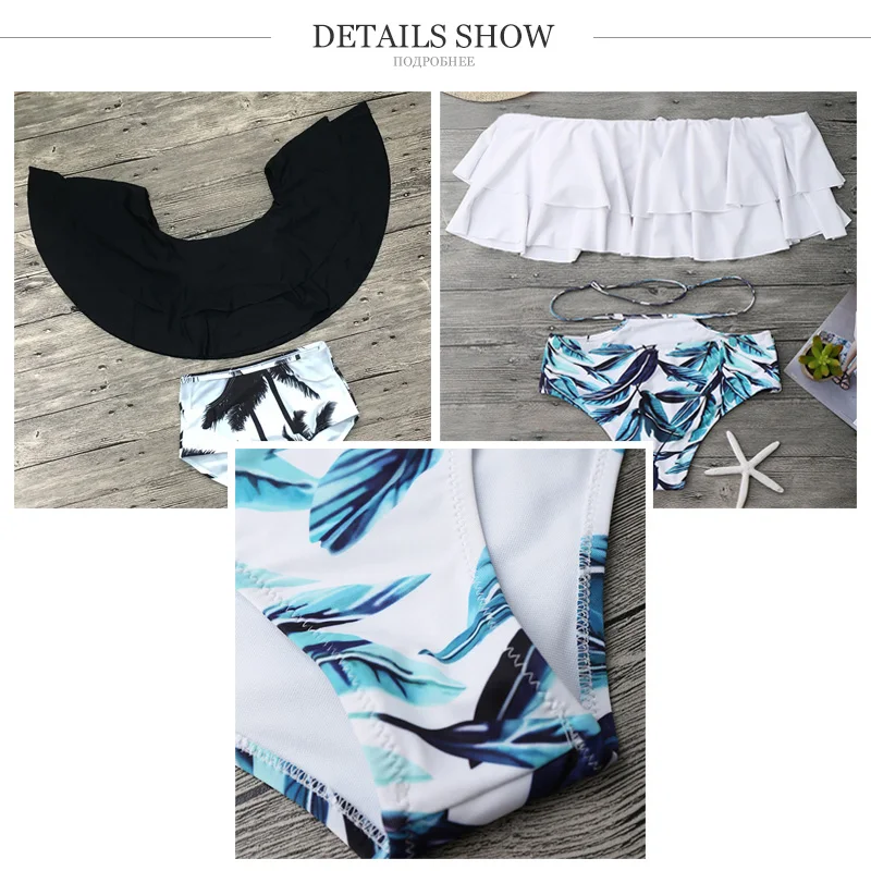 2018 Sexy Bikinis Women Flouncing Swimsuit Push Up Swimwear Bikini Set Beach Bathing Suit Swim Wear Off Shoulder Swimming Suits |