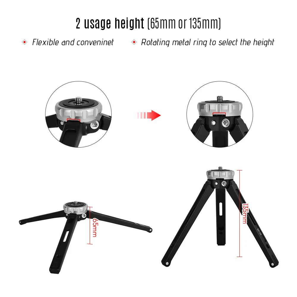 Мини штатив Andoer для телефона GoPro Hero 7/6/5/4/3 + Максимальная нагрузка 10кг/22Lbs iPhone X 8 7 Plus