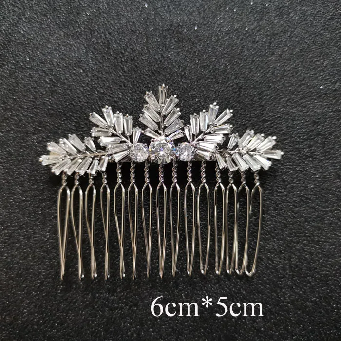 678 Silver SLBRIDAL роскошный модный Шарм Мода зубец Установка кубического циркония свадебные расческа для волос свадебные женские украшения для девочек аксессуары для волос - Окраска металла: 678 Silver