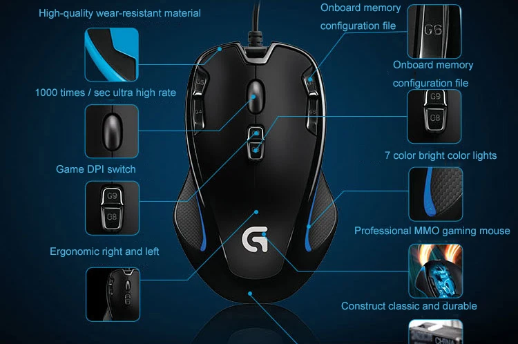 Logitech G300s игровая мышь 2500 dpi эргономичная Проводная оптическая компьютерная игровая мышь