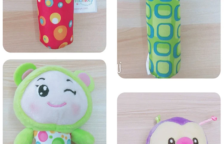 Baby Infant Newborns Plush Rattle Toy Hand Grasp Teethers Cute Animal Stuffed Handbell Ring Early Education Boys Girls Gift