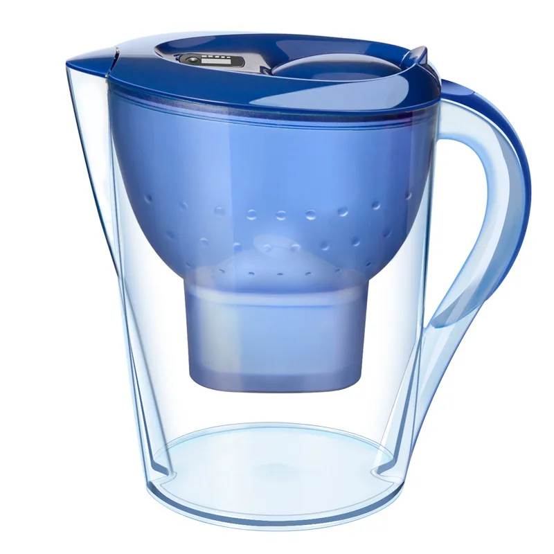 Blue 3.5L чайник с активированным углем для кухни, дома, офиса, очиститель воды, пищевой материал, фильтр для воды с электронным таймером - Цвет: Blue