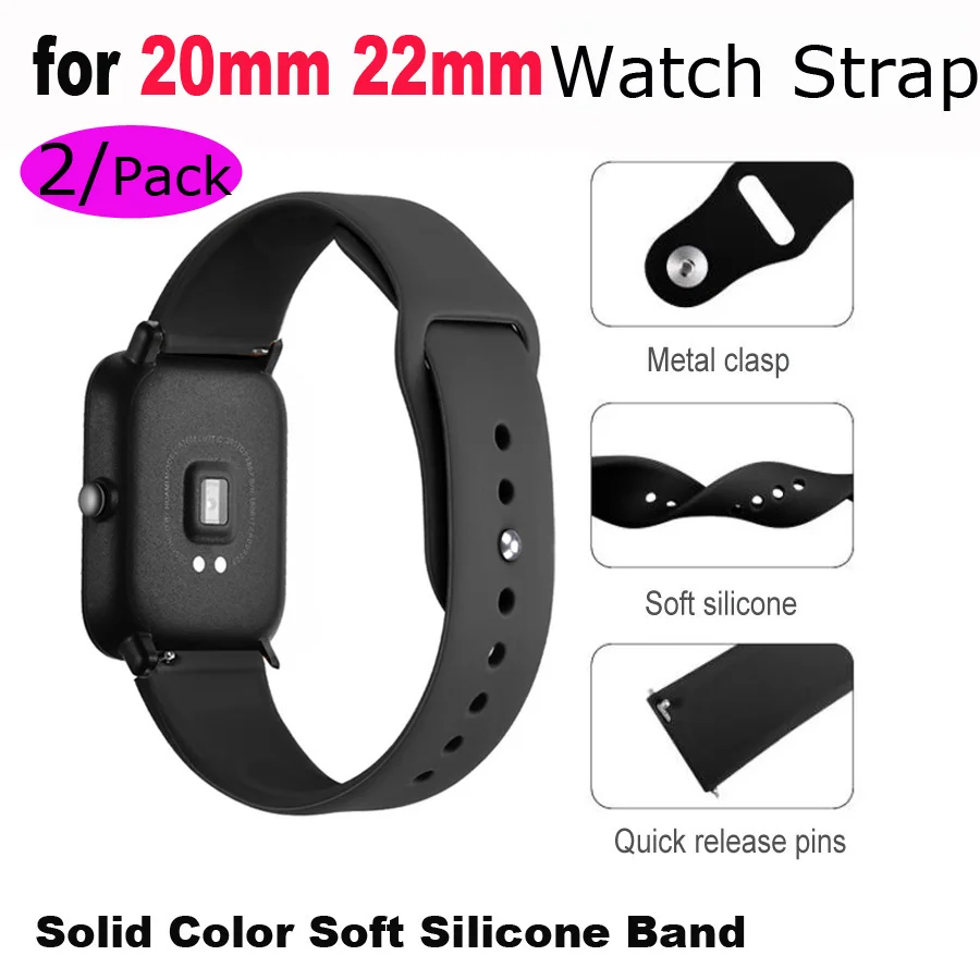 20 мм/22 мм силиконовый браслет на запястье для xiao Mi Amazfit Bip GTS GTR часов 42 47 Темп Stratos 2