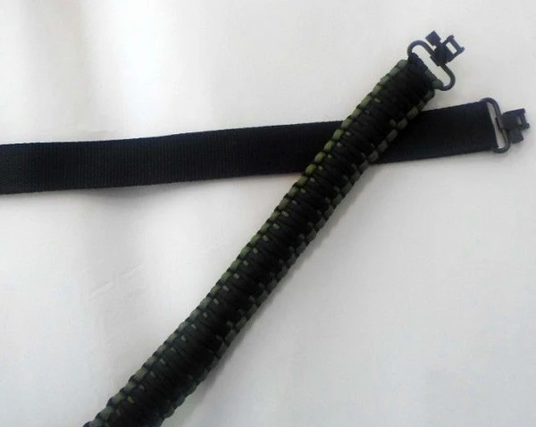 Регулируемый ремень для винтовки из Паракорда с вертлюгом OD зеленый и черный |