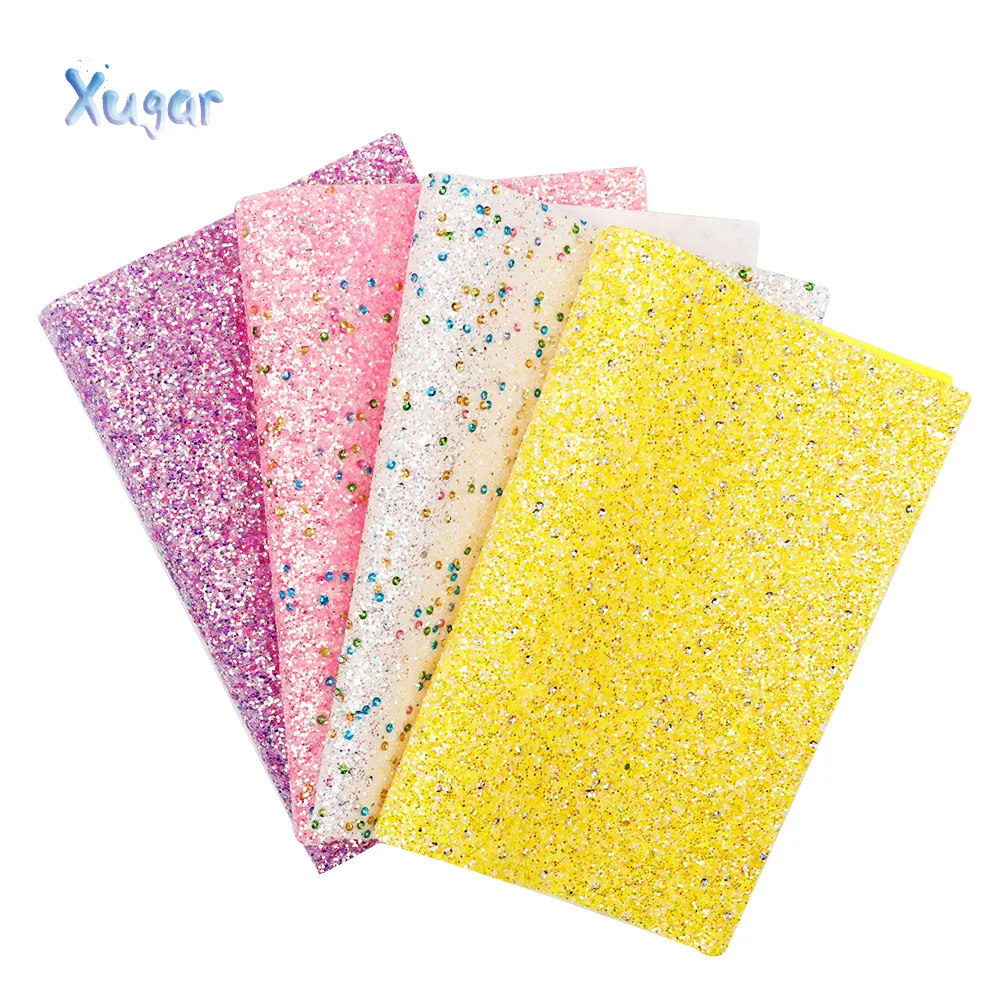 Объемный лист Xugar из искусственной кожи с круглыми блестками 22*30 см | Дом и сад