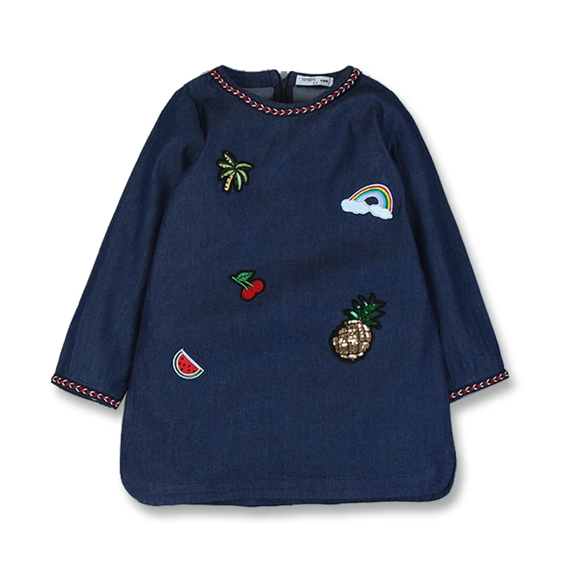 Детское джинсовое платье для девочек весенне-осеннее повседневное Тканое с