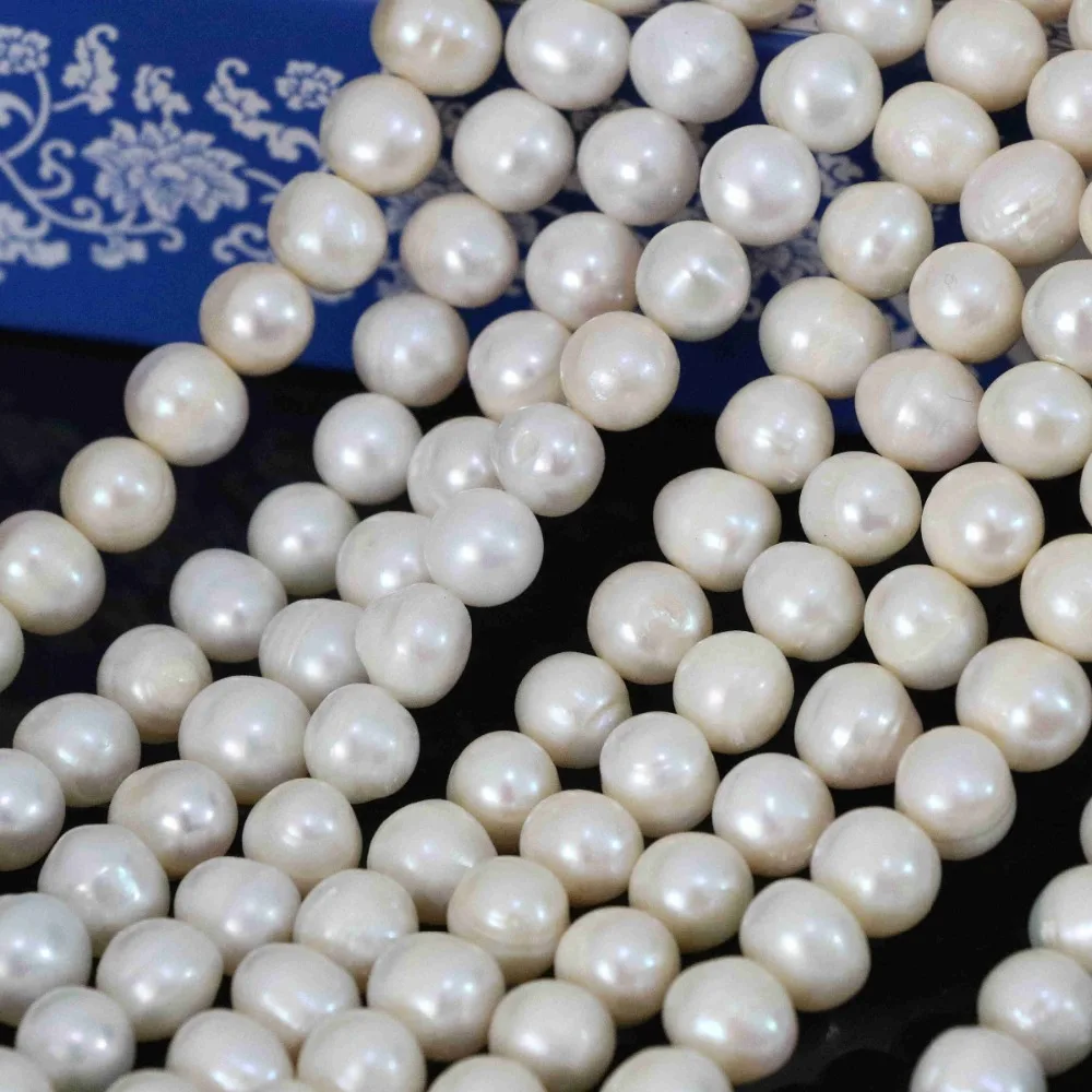 Бусины Из Натурального пресноводного жемчуга круглые бисеры белого цвета Размер