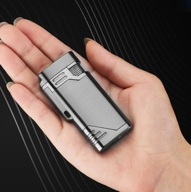 

With Keychain gas Lighter Blue Flame Spray Gun Electronic Lighter 1300C Butane Torch Turbo Lighter Cigar Cigarette Lighters