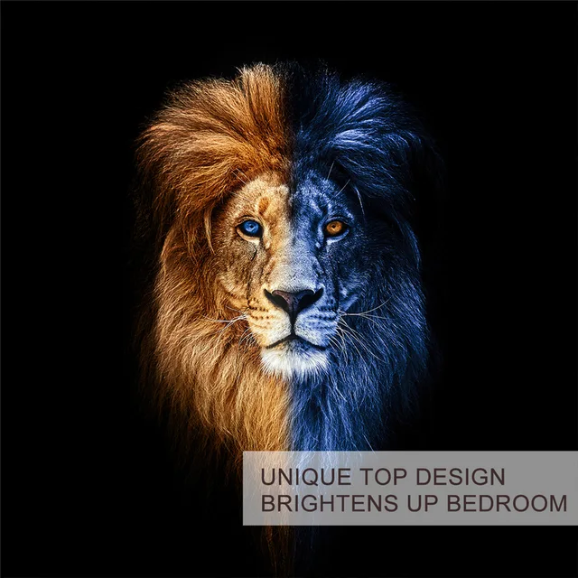 BlessLiving Male Lion Bedding Set Artistic Duvet Cover Wild Animal Bed Covers King Size 3pcs Bed Set Yin and Yang Home Textiles 3