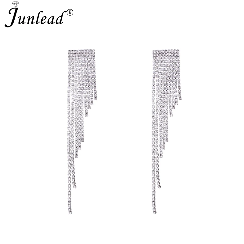 Женские серьги-подвески Junlead элегантные роскошные с блестящими кристаллами и
