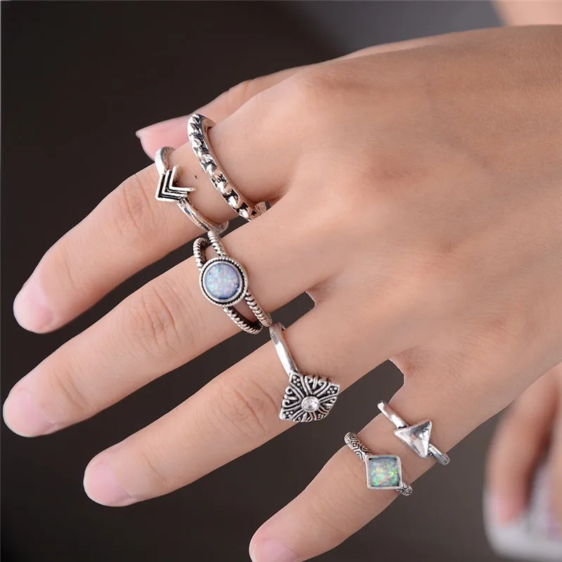 6 шт./лот этнический бренд богемный турецкий набор колец средней длины винтажный