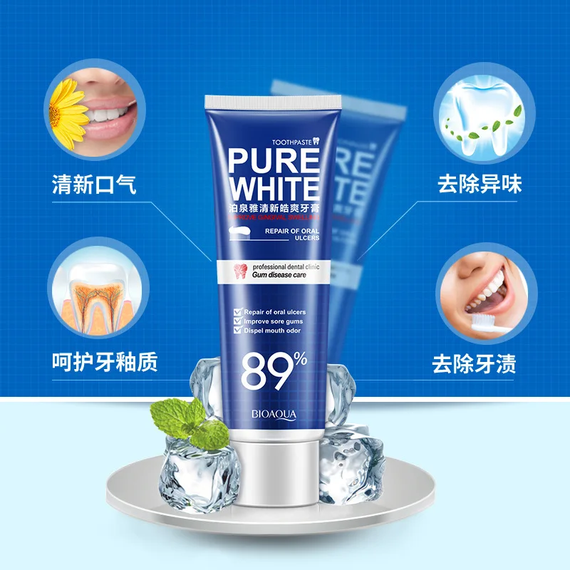 120g BIOAQUA Natural Mint Pure Whitening Toothpaste Teeth Oral Hygiene Adult Cleaning And Gums Care | Красота и здоровье