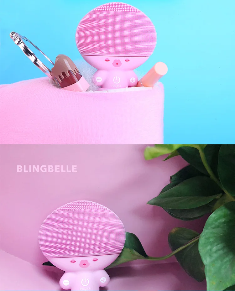 BlingBelle Электрический Очиститель для лица, щетка для умывания, двойной размер, Беспроводная зарядка, уход за кожей, мягкая силиконовая Очищающая щетка для лица
