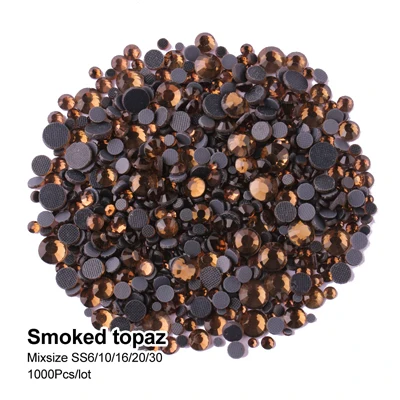 Smoke topaz 17 цветов для вас смешанный размер исправление горный хрусталь фуксия стеклянные камни SS6-SS30 - Цвет: Smoke topaz