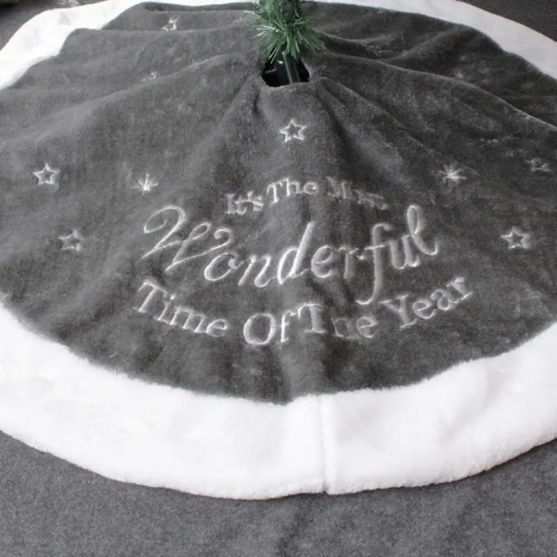Gray White 90cm Fleece Christmas Plush Long Haired Tree Skirt Decor | Дом и сад