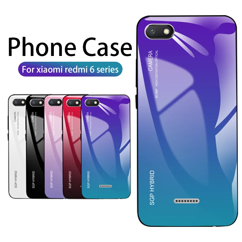 Градиентный чехол для Xiaomi redmi 7a мягкий из закаленного стекла с краями Redmi note 8 pro xaomi