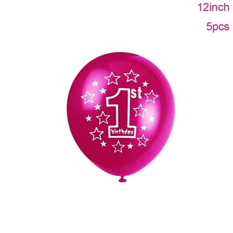 Fuchsia 5pcs Йориу один год латексные конфетти для воздушного шара мой 1-й украшения для вечеринки в честь Дня Рождения С Днем Рождения шар 1 год ребенок душ мальчик девочка - Цвет: Fuchsia 5pcs