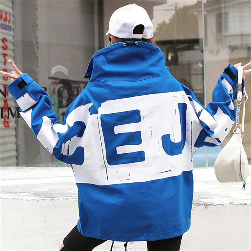 Женский пуловер с воротником стойкой модный спортивный костюм на молнии принтом