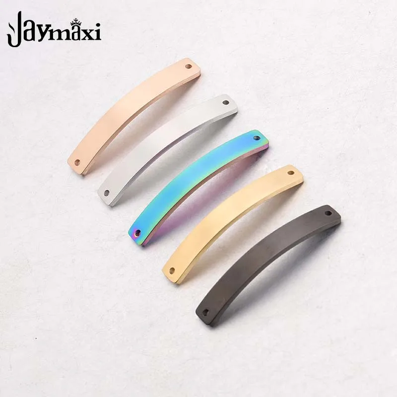 

Jaymaxi Stainless Steel Bending Connector Strip Arc Shaped Blank Charm Pendant DIY Making Bracelet 1.5*6*39mm 20Pieces/lot