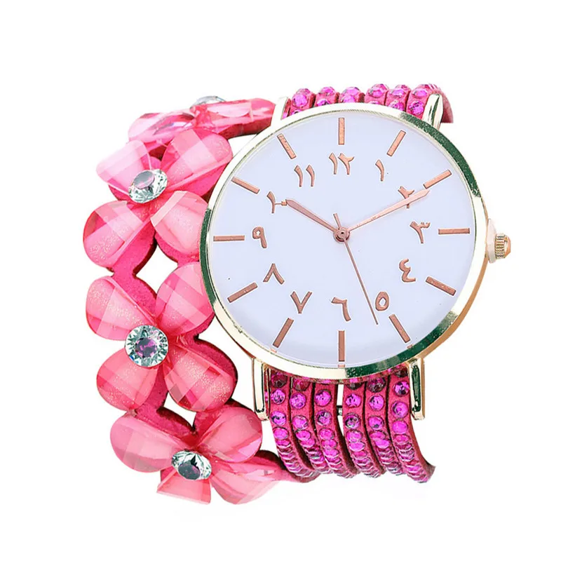 Hot Pink CCQ модные часы с арабскими цифрами, повседневные женские часы-браслет с кристаллами и бриллиантами, кварцевые наручные часы, Relogio Feminino - Цвет: Hot Pink
