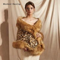 leopard pattern faux fur wedding shrugs 2019 new fashion fur bridal shawls formal party stole warm ups wrap wedding accessories