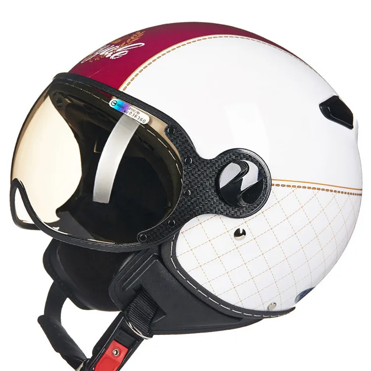 White Purple HG Moto rcycle шлем Chopper с открытым лицом винтажный шлем 210c4 moto Casque Casco moto cicleta Capacete Pilot мужские и женские шлемы - Цвет: White Purple HG