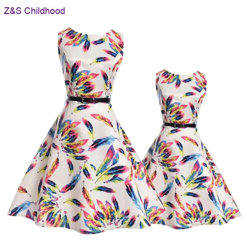 Платья для мамы и дочки летняя одежда платье Одинаковая всей семьи|family matching|mother