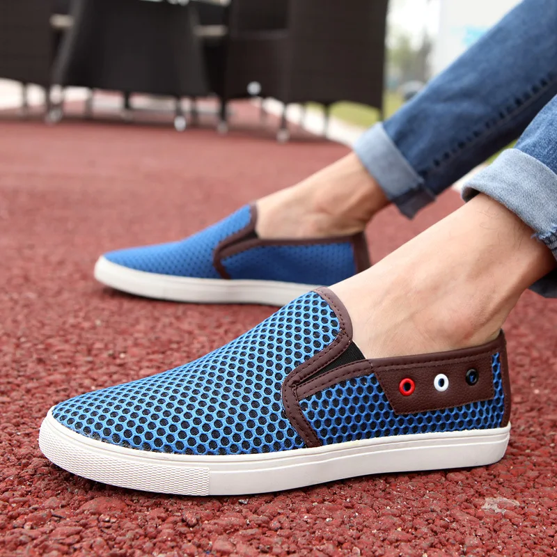 JUQI 2018 Men'S Casual Shoes Men Shoe For Mesh Breathable Loafers Summer And Autumn Patchwork Light Rubber Mocassin Homme | Обувь