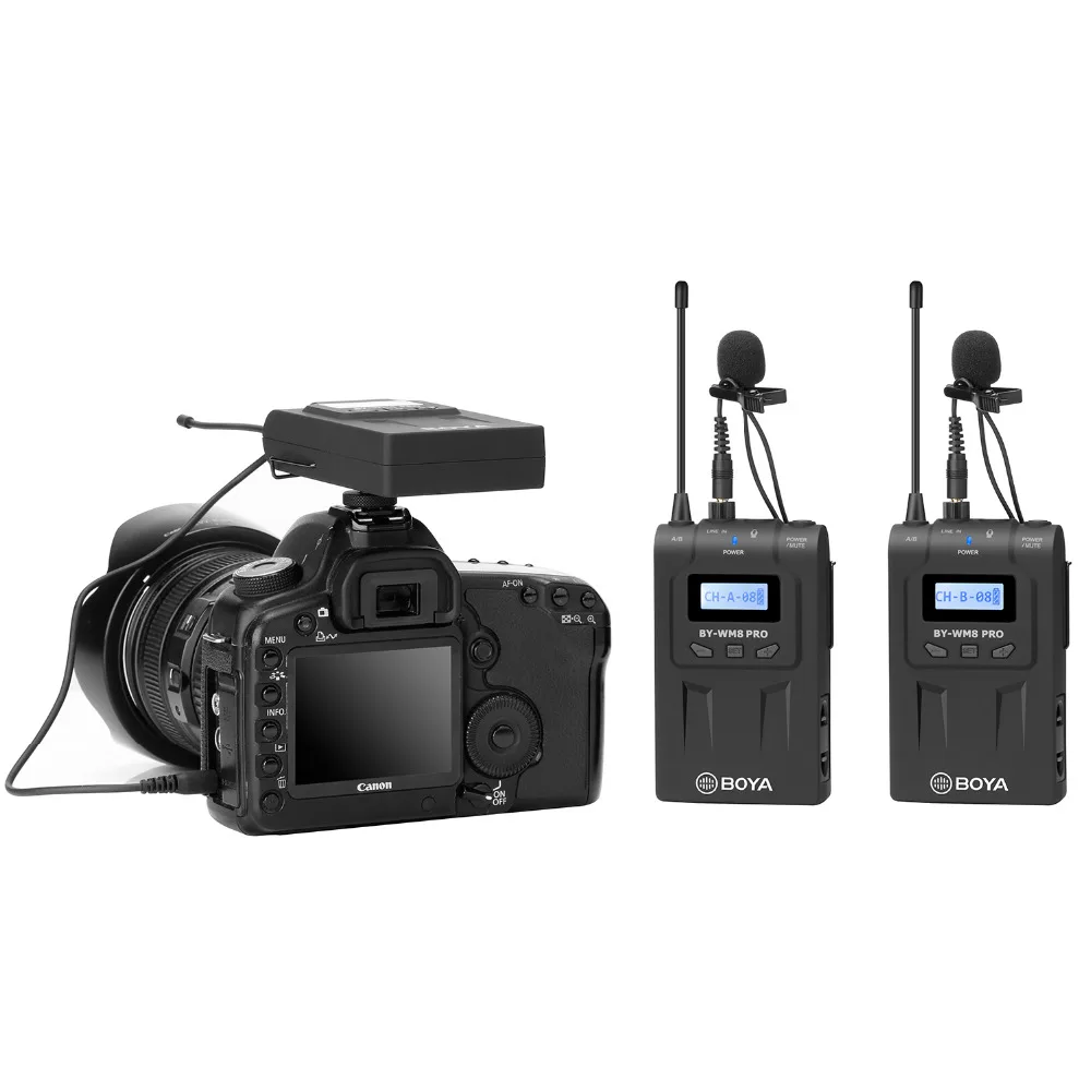 BOYA BY WM8 UHF двухканальный петличный беспроводной микрофон с ЖК экраном для камеры