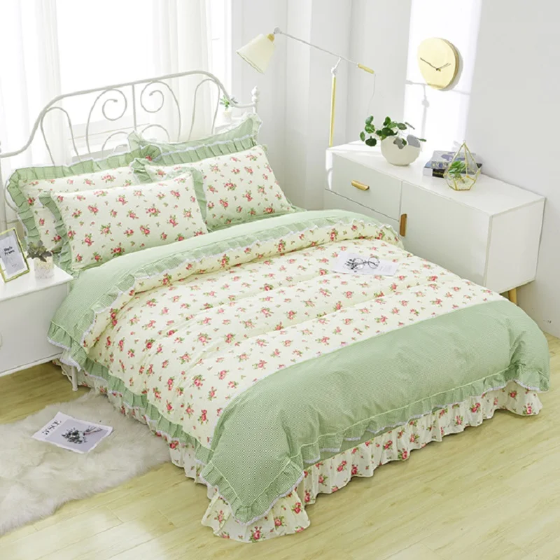 Комплект из 4 предметов в стиле принцессы чистого хлопка пододеяльник простыня