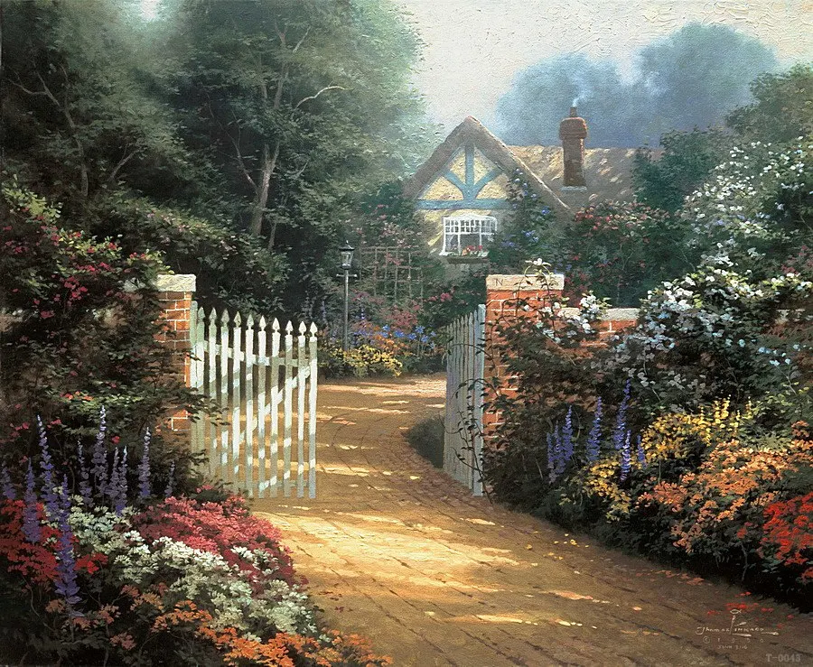 Thomas Kinkade Настенная картина с изображением утренней светильник Лой Лейн Картина