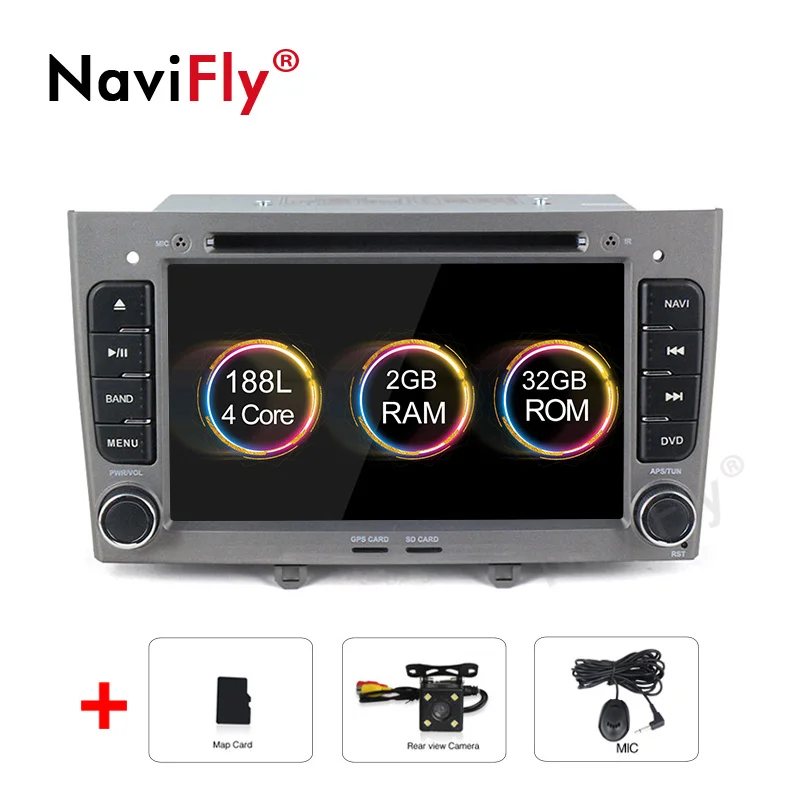 Navifly! 2G+ 32G Android 9,1 2din автомобильный dvd Радио аудио gps навигация для PEUGEOT 308 2007-2013408 2011- стерео головное устройство - Цвет: car dvd camera G
