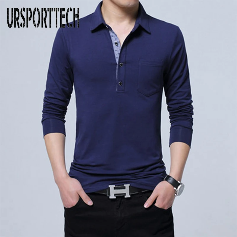 Мужская рубашка поло брендовая новая весна осень 2019 мужская с длинным рукавом