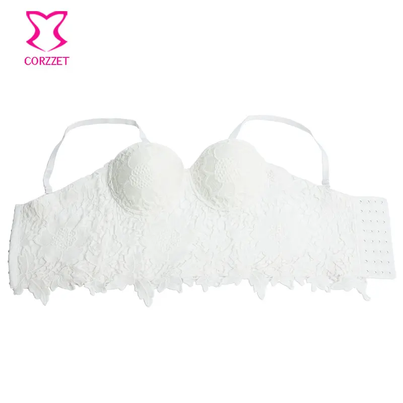 Женский корсет в стиле стимпанк бюстгальтер топы белого цвета черный кружевной