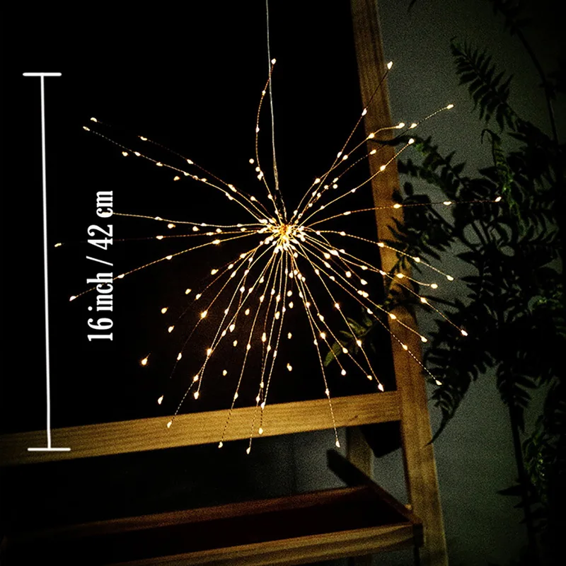 200LEDs LED Firework String Lights Remote Control+ Solar Fairy Foldable Bouquet Shape Light Christmas Party Decor | Лампы и освещение