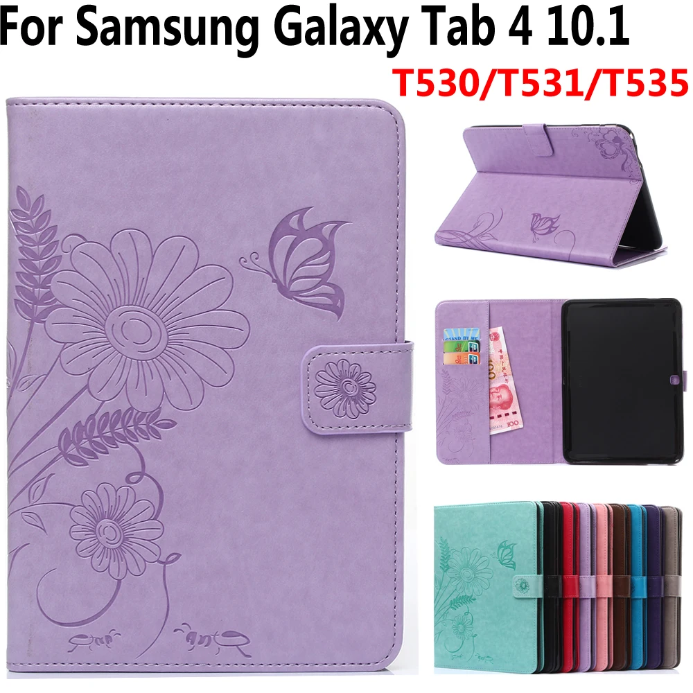 Защитный чехол для планшета Samsung Galaxy Tab 4 Tab4 10 1 T530 T535 3D цветок искусственная кожа