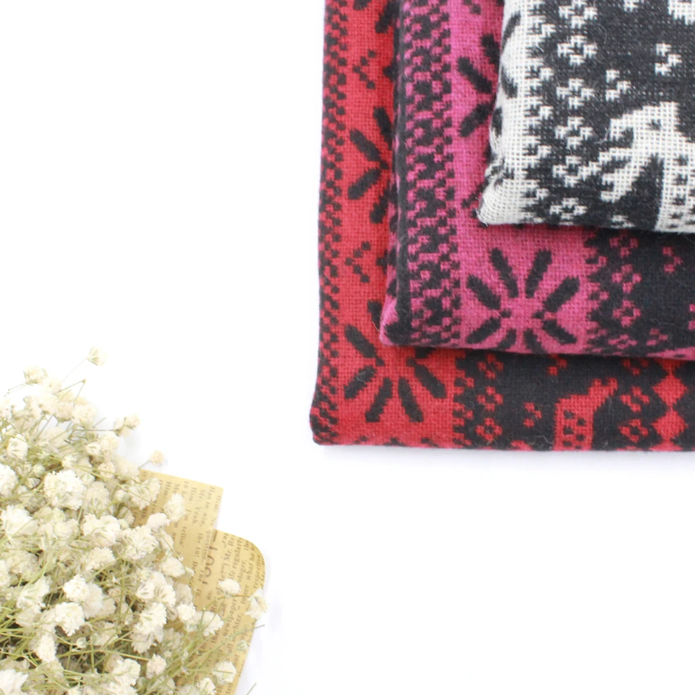 YLZZ Three Colors Christmas Deer Pattern Winter Plaid Sweater Scarf DIY Woollen Fabric Coat Wool 150cmX50cm | Дом и сад