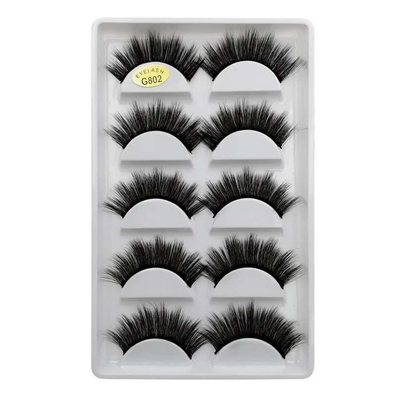 SHIDISHANGPIN 5pairs mink eyelashes natural long false strip 3d lashes make up fake eye extension cilio | Красота и здоровье