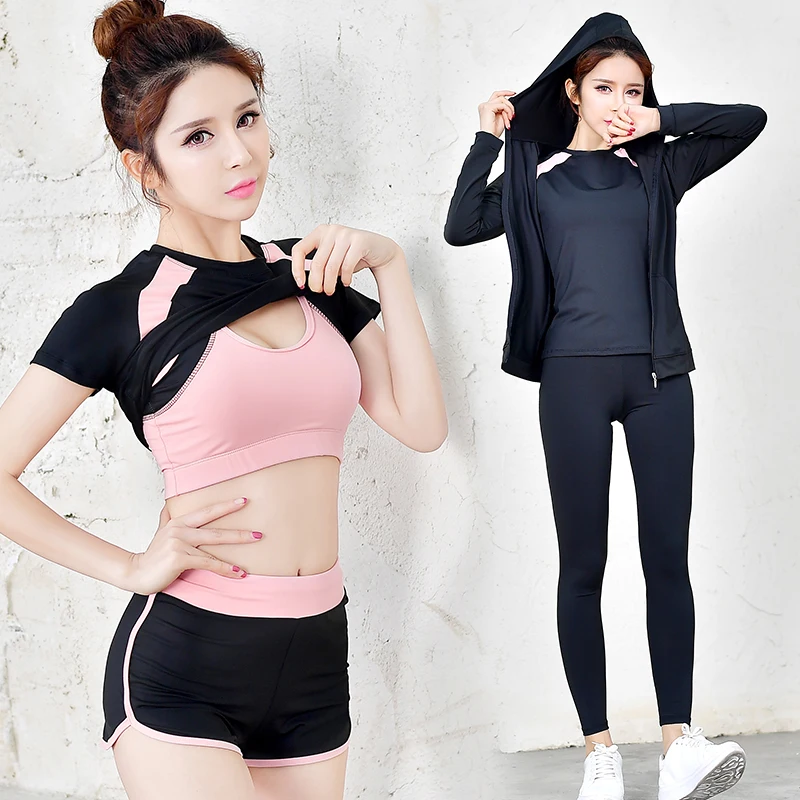 Комплект для йоги спортивная куртка + колготки штаны шорты рубашка спортивные