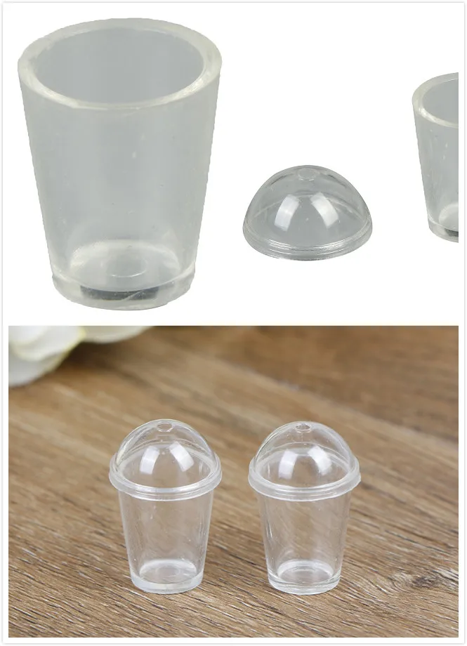 

2 pcs 1:12 Mini Milk tea bottle wine cups furniture toy match for families collectible Gift dollhouse miniature