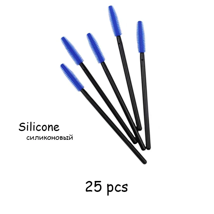 25pcs Blue 25/50 шт./лот одноразовые нейлоновые силиконовые щетки для туши кисти ресницы гибкие кисти для макияжа для наращивания ресниц Инструменты - Цвет: 25pcs Blue