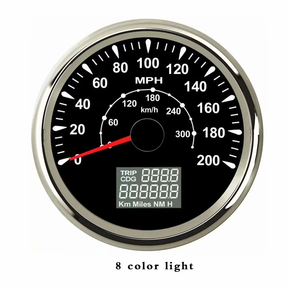 8 color light Универсальный Автомобильный gps измеритель скорости 200mph красный светодиодный датчик скорости для ford focus 2 мотоцикла автомобиля лодки o 85 мм - Цвет: 8 color light