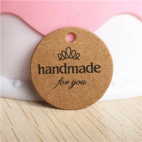100 шт 1,18 дюймов изделия из небеленой бумаги/Подарочные ценники DIY Свадьба/Рождество/День рождения Подарочная коробка упаковочная бирка конфеты/торт сувениры ярлыки бренда - Цвет: 3x3cm