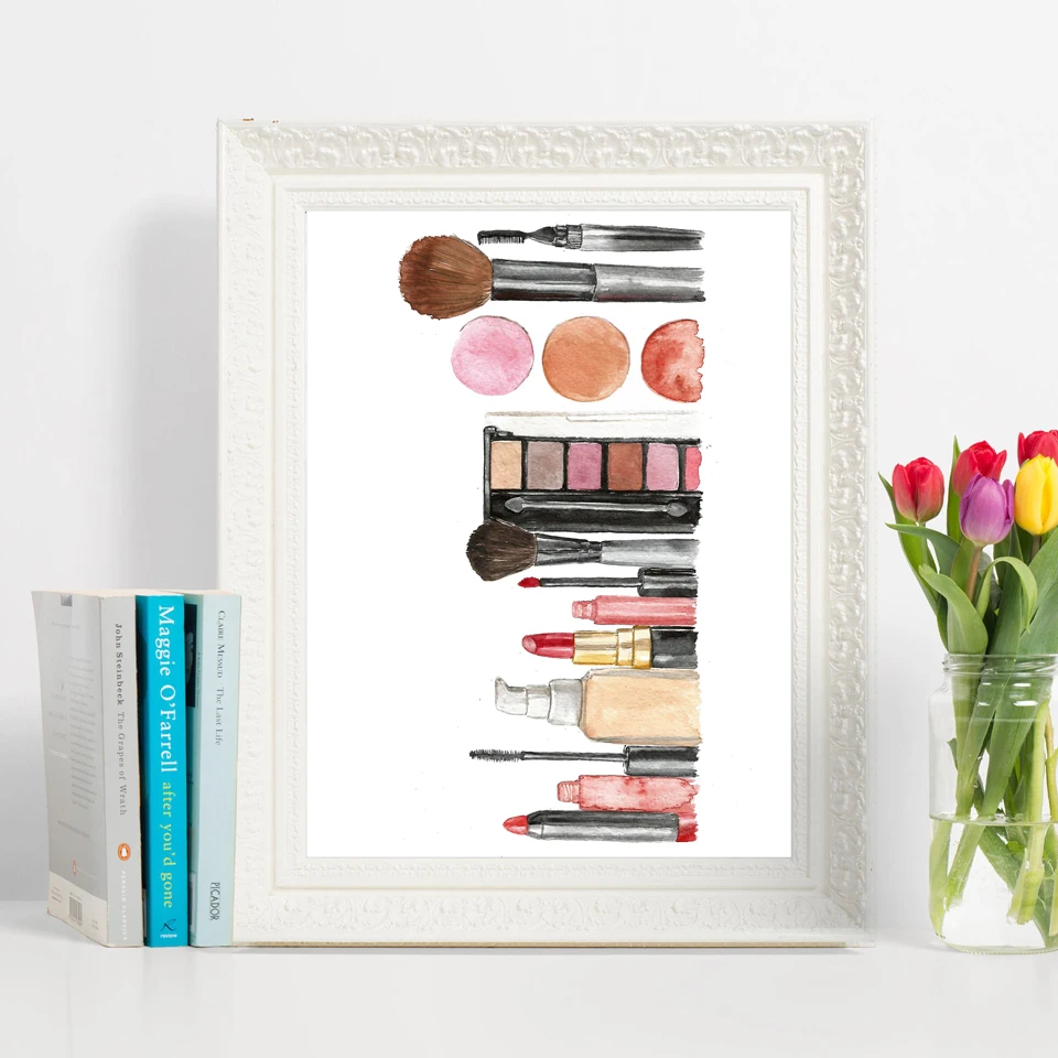 

Perfume Paris Watercolour Makeups Wall Art Canvas Painting Vogue Posters And Prints Wall Pictures For Living Room Decoration