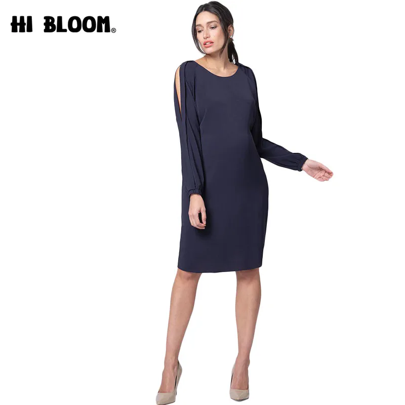 2019 элегантное платье для беременных с пышными рукавами Голубое Платье До Колена +