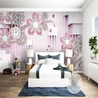 beibehang diamond pink flower papel de parede 3d tv background wall paper wallpaper for wall photo wall paper for living room