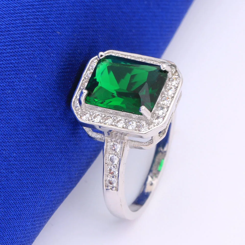 Недорогие модные ювелирные изделия из зеленого камня серебряного цвета с белым