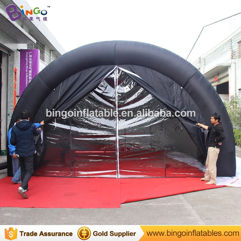

20ftX15ftX11.5ft Black color inflatable tunnel tent hot sale customized airblown tent tunnel with curtains for event toys