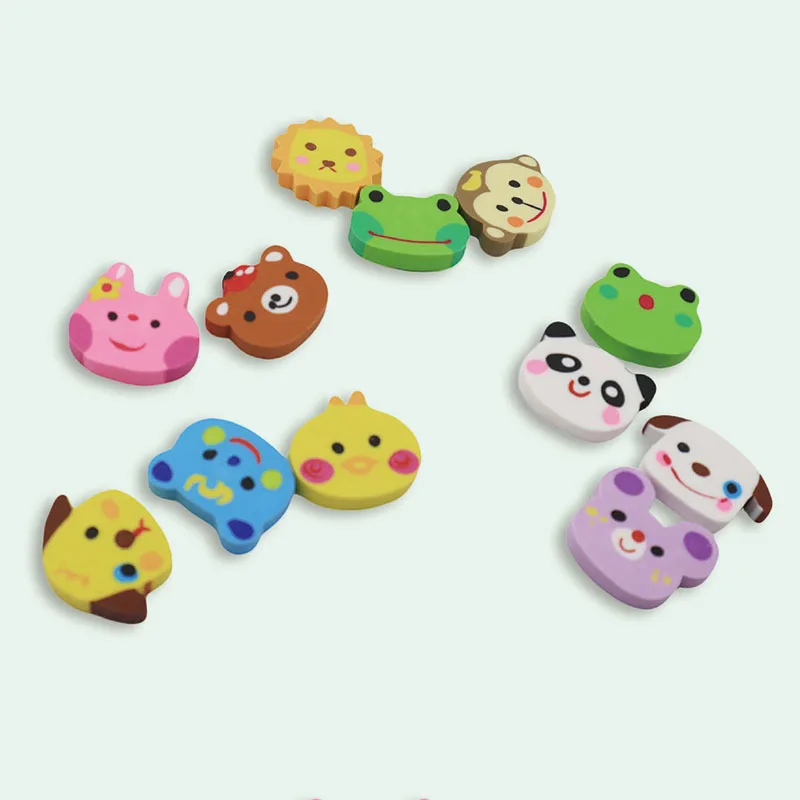 6 шт./компл. резиновые ластики для животных рисования школы офиса канцелярские