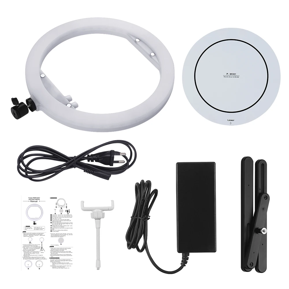 13 дюймовый светодиодный светильник кольцо для селфи Настольный RGB цветной 35 Вт